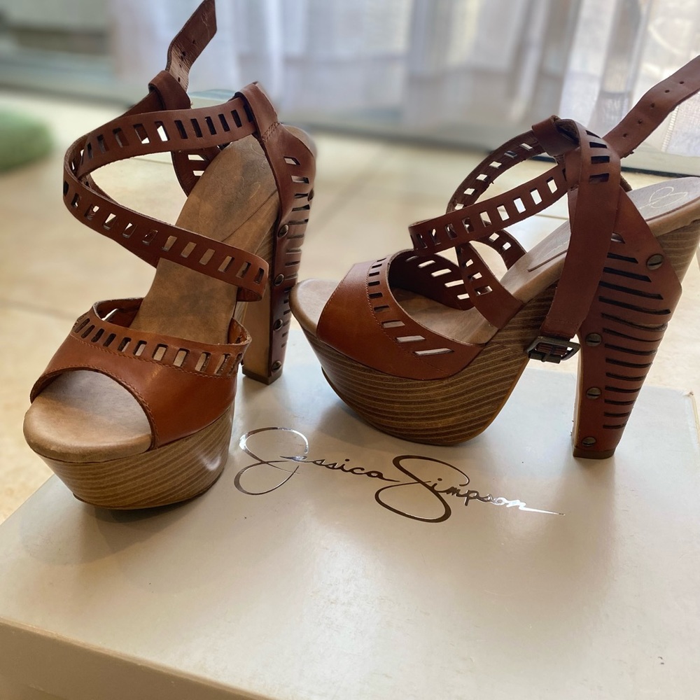 Jessica Simpson Bombay Tan Vachetta Platforms
